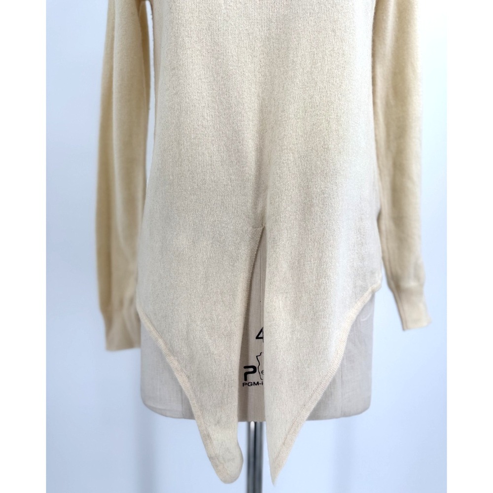 Massimo Dutti Turtleneck Sweater XS Wool Cashmere Tie Front Beige Minimalist - Picture 5 of 12